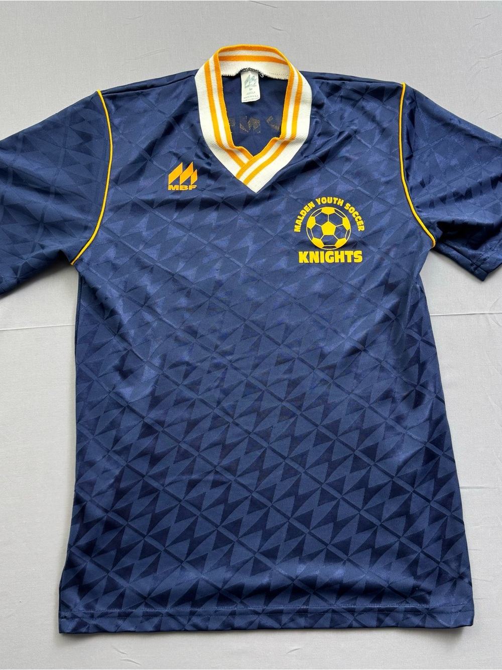 Vintage Jersey MBF Malden Soccer Knights Short Sleeve Blue Adult Medium